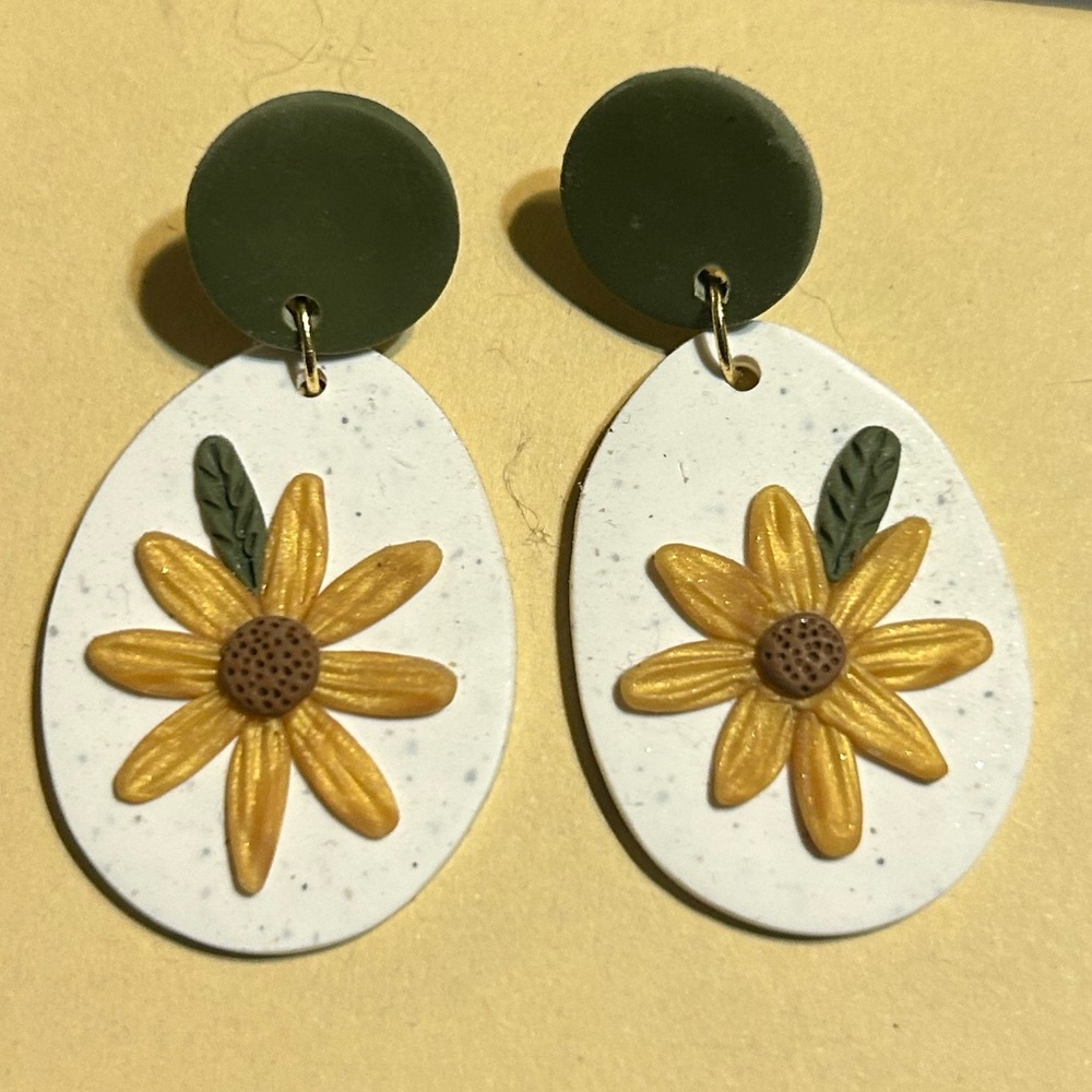 Clay Sunflower Earrings